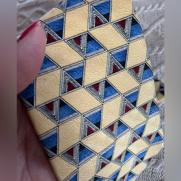 Gianfranco Ruffini Italy Yellow & Blue Silk Tie - Picture 5 of 9